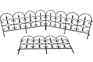 simpa Black Plastic Wrought Iron Style Decorative Lawn Edging Border Fence. Pack of 8 panels 4.6M Full Length
