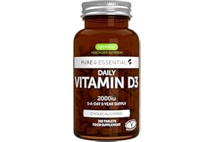 IGENNUS HEALTHCARE NUTRITION Vitamine D3 Quotidienne 2000 UI Cholécalciférol, 1 par jour, Cure d’un an, Formule Pure, Défenses Immunitaires, Soutient des Os, Dents & Muscles, 365 Petits Comprimés Végétariens, par Igennus