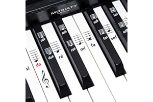 MORIATY Pegatinas para notas de piano + teclado para 49 | 61 | 76 | 88 teclas + ebook | kit para llaves negras + blancas | do-re-mi-fa-sol-la-si | Instrucciones en español