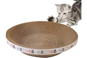 Qikam Griffoir pour Chat | Planche À Gratter pour Chat | Griffoir Chats Carton | grattoir Chat Rond Ovale | Lit À Gratter pour Chat | Carton Ondulé pour Chat Résistant à l'usure| Jouer et Dormir