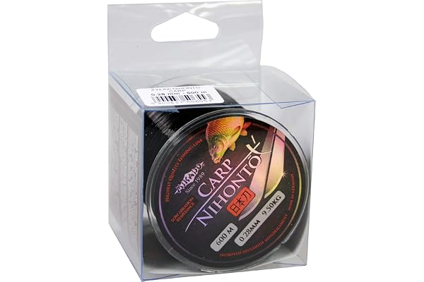 Nihoto Carp Fil de pêche monofilament très lisse Noir 600 m Ø 0,22 à 0,40 mm