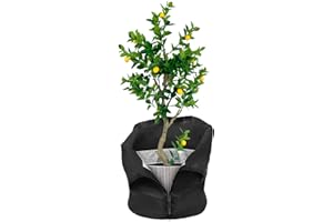 Gucass Thermo Topfschutz Pflanzen Winter 42 x 48cm, Kübel Winterschutz für Kübelpflanzen, mit Frostschützender Aluminiumfolie Pflanzenschutz Winter Kübel, Winterabdeckung Pflanzen, Schwarz