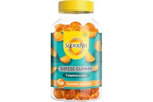 Supradyn Difese Gummy Multivitaminico Caramelle, Integratore Multivitaminico Difese Immunitarie Adulti con 7 Vitamine e Zinco, Vitamina D, Vitamina C, 120 Vitamine Gommose Gusto Arancia