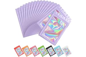 Artcut 100 PCS Mylar Bags, Holographic Bags, Baggies, Resealable Sweet Pouches(Purple, 2.4 * 3.9inch)