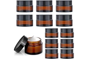 Litimkat 12 Pieza Ámbar Tarros de Cristal, Tarros de Crema, 20 ml/30 ml, Recipientes de Vidrio Marrón, Recipientes Vacíos Recargables, para Cosméticos, Cremas, Lociones, Aceites Esenciales