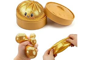 ORCHID M® Big Dumpling Surprise Squishies Toys,Sparkle Filled Sensory Squeeze Tool,Cute Adorable Soft Silicone Stretchy Desk Toy Gift for Teens & Adults (Gold)