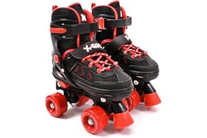 M.Y X-Skate Adjustable Quad Roller Skates Black & Red