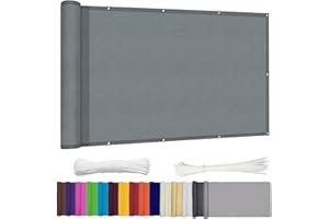 ZHhan Privacy Screen for Backyard Deck Patio Balcony Fence Porch Sun Shade PVC UV Protection Sun Wind 8 Days Delivered 11 Colors 195 Sizes 420D Grey