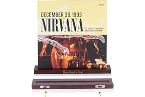 Decibelvibe Vinyl Record Shelf in Wood, Now Playing Vinyl Record Stand, Vinyl Record Wall Mount, to Showcase your Favorite Vinyls Record, Single and Double Vinyl Display. (Brown)