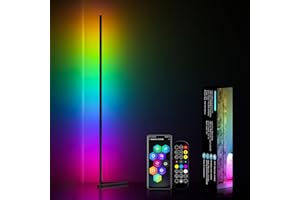 MIWATT Black Corner Floor Lamp - Smart RGB LED Corner Lamp with App and Remote Control, 16 Million Colors & 68+ Scene, Music Sync, Timer Setting -for Living Rooms, Bedrooms, and Gaming Rooms