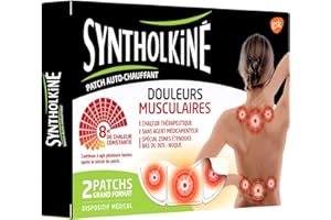 AQUAFRESH Plaster termiczny Syntholkiné na bóle mięśni, ciepło terapeutyczne, duży format, 1 opakowanie z 4 łatkami