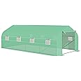 Outsunny Polytunnel Greenhouse with Windows and Door, Walk in Greenhouse for Garden, Backyard (6 x 3 M)