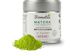 ‎BIOMATEA Biomatea HIWA Matcha Tee Pulver aus Japan, 30 g Dose mit Aufreißlasche, Cefe Qualität, japanischer Tencha, Pestizidfrei, Ohne Zusätze, aus Kagoshima, Ideal für Matcha-Latte, Backen