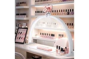 VIHBRAI Halbmond Lampe,Faltbare LED Nageltischlampe für Nail,Nageltisch lampe für Schönheit/Wimpern/kosmetikliege (Halbmond -Weiß)