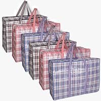 MAGNIFICENT Laundry Bags. 6 Jumbo Size Heavy Duty Storage Bags. Portable Laundry Bags with Zips & Strong Handle. Perfect for