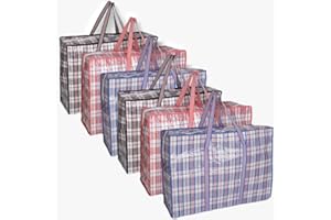 MAGNIFICENT 7 STAR MAGNIFICENT Laundry Bags. 6 Jumbo Size Heavy Duty Storage Bags. Portable Laundry Bags with Zips & Strong Handle. Perfect for Moving House, Shopping, Storage, Travel, Bulky Items, Clothes, Toys & More!