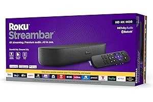 Roku Streambar | 4K/HD/HDR Streaming Media Player & Premium Audio, All In One, Includes Roku Voice Remote