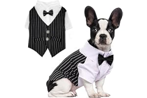 QIANAI Smoking Cane Piccola Taglia, Costumi Cani Natale, Costume Animali Domestici, Papillon Cane Matrimonio, Vestito Cani Piccoli, Vestito Sposo Tailleur, Vestito Cani Piccoli, Vestito Elegante (M)