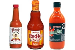 TLT FOODS - PACK 3 Salsas Picantes: Tapatío Hot Sauce 296ml + Valentina Negra Muy Picante 350ml + Frank's Red Hot Wings Buffalo 345ml