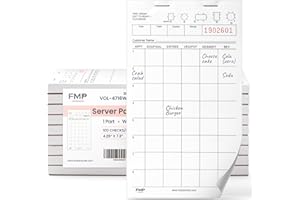 FMP Brands Server Note Pads Paper, Guest Check Books, Total 1000 Sheets, 10 Pads, 100 Sheets/Pad, Guest Check Pads, Order Pads for Servers, Waitress Notepads for Restaurant, Bar, Cafe, Diners
