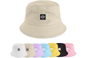 UMIPUBO Cappello Pescatore Pieghevole Bucket Hat Cotone Donna Uomo, Protezione del Sole Cappelli Faccia Sorridente Cappellino 56-58cm