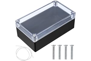 QIWUHAI Puszka przyłączeniowa, puszki przyłączeniowe, zewnętrzna wodoodporna skrzynka elektroniczna IP65, skrzynka przyłączeniowa ze stałym uchem (czarna przezroczysta pokrywa bez uszu, 158 x 90 x 60 mm)