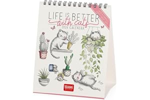 Legami - Calendario da Tavolo 2026, Sketchy Cats, Calendario da Scrivania, 12 Mesi e Planner Annuale, in Inglese, Segni zodiacali, Festività internazionali, 12 x 14.5 cm