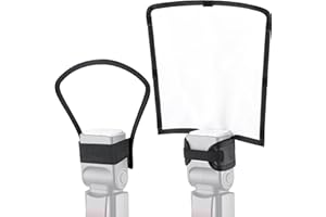 WAKA Universal Blitz Diffusor Set, Mini Blitz Reflektor Silber/Weiß, Biegbarer Positionierbarer Blitzleuchten Diffusor Softbox für Nikon Canon Sony Speedlite