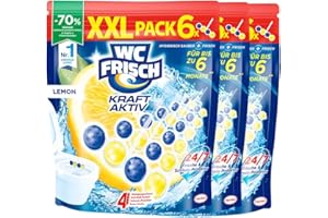 ‎WC-FRISCH WC Frisch Kraft Aktiv Duftspüler Lemon 3x(6x 50 g), WC-Reiniger für Reinigung bei jeder Spülung, Duftsteine für langanhaltend frischen Duft und hygienische Sauberkeit, mit Anti-Kalk-Formel, 3er Pack