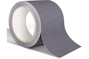 XFXIA Ruban adhésif antidérapant - 10 cm x 5 m - Haute Traction - Forte adhérence - sans résidus abrasifs - pour escaliers, marches, rampes - pour intérieur et extérieur (Gris)