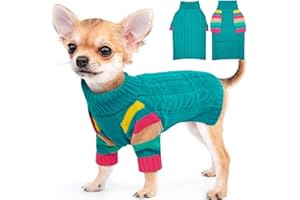 MHaustlie Pull Chien Taille s, Pull Chien Petite Taille, Pull Noel Chien, Pull à Col Roulé en Tricot pour Chien, Pull d'hiver Chaud pour Chiot, Manteau Chien Petite Taille Chihuahua (S, Vert)