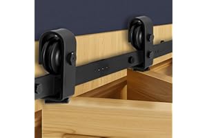 VEVOR Kit Quincaillerie de Porte Grange Coulissante Pliante, 914,4 mm, Rail Simple Robuste, Montage par Haut, Coulissement Fluide, pour 2 Portes 40,64 cm de Placard, Buanderie, Portes Non Incluses