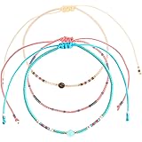 Made by Nami Perlen Fußkettchen 3er Set Damen & Mädchen - 3x Surfer Fußkette Boho Ethno Style - 100% Wasserfest & Verstellbar