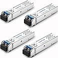 QSFPTEK 4Pack 1.25gGigabit SFP Module, 1000BASE-LX/LH Ethernet Network Transceiver Single-Mode LC Mini-GBIC 1310nm, 10km, DDM for Cisco GLC-LH-SMD/GLC-LX-SM-RGD, Ubiquiti UF-SM-1G, Netgear, Mikrotik