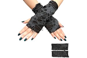 BIBITI Halloween Handschuhe,Kostüm Gothic Spinnennetz Hexen Accessoires Damen Armstulpen,Goth Emo Voodoo Hexe Schminke Netzhandschuhe,Punk Spinnweben Handschuh,Halloween-Handschuhe für Herren Hand Zubehör
