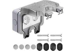 ZITFRI Gniazdko zewnętrzne, wodoszczelne, IP66, do użytku na zewnątrz, odporne na warunki atmosferyczne, do montażu natynkowego, do ogrodu, z klapką ochronną
