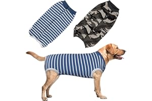HYLYUN 2 Stück Hunde Chirurgenanzug, Hundebody Nach Kastration Rüde Hündinnen, Anti-Leck-Kegel, E-Halsband-Alternative Atmungsaktiv Wundschutzanzüge für Große Mittlere Kleiner Hunde