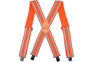 MELOTOUGH Reflective Safety Suspenders|Work Suspenders with Hi Viz Reflective Strip Hold Up Tool Belt Suspenders, Hi Viz Orange, Large