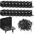 Excefore 18 Pcs L Bracket Small Shelf Bracket, Heavy Duty L Brackets for Shelves, Premium Corner Bracket Angle Bracket, Black Metal Corner Brace for Wood Furniture Cabinet +108 Screws
