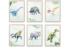 MeinBaby123® Dino Poster pour chambre d'enfant,Lot de 6 posters dinosaures DIN A4 I images pour chambre d'enfant garçon,Décoration de chambre de bébé,Poster mural Premium (Dino Set – 3)