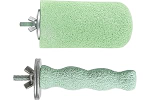 DXPETA 2 Pcs Parrot Perch, Bird Perch for Cage with Wavy and Ice Cream Design, Natural Beak and Nail Trimmer for Small Birds, Includes 2 Perches in Matcha Green
