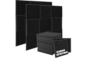 SUZAO 32 Stück Schalldämmung Schaumstoff Acoustic Foam Aukustikschaumstoff 30 * 30 * 2.5cm Hoher Dichte,Flammhemmend Schallabsorber für Aufnahmestudios, Musikstudios, Büros, Konferenzräume,Heimkinos