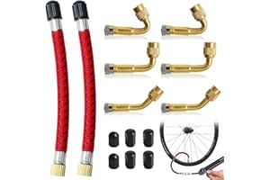 PIWOSGOL 6 Stück Ventilverlängerung Autoventil, Reifenventilverlängerung 45 90 135 Grad Winkelventil, Fahrrad Ventile Adapter, Ventil Adapter, Mit 2 Stück 120mm Ventilverlängerung Für Auto Motorrad Fahrrad