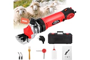 BONJUME Tondeuse électrique 900 W - 6 vitesses réglables - Max 2800 tr/min - Avec mallette - 13 dents - Câble d'alimentation 3M - Ciseaux professionnels pour moutons, alpagas, chèvres