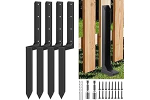 YSJWAER Fence Post Repair Kit - Heavy Duty Thicker Fence Post Anchor Stake Repair 4x4/6x6 Wooden Fence Post Support (4 Pcs)