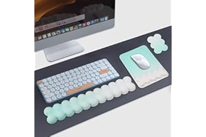 YBCCBY Tapis de Souris et Repose-Poignet Clavier, Cloud Repose-poignet Tapis Souris Ergonomique en Mousse à Mémoire Tapis de Souris avec Dessous de Verre Repose Clavier pour Bureau Maison