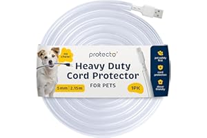 PROTECTO Wire Protector from Pets, Clear Cable Sleeve Animal Proof - 2.15m Odor-Free Cat & Dog Chew Resistant Floor Cable Cover, Plastic Cord Organiser for Power, Lightning, RCA & HDMI Cables