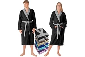 LEBENGOOD Albornoz Hombre 100% Algodón Rizo Americano 450 gsm – Bata de Baño para Ducha, Suave, Absorbente, Unisex, OEKO-TEX®