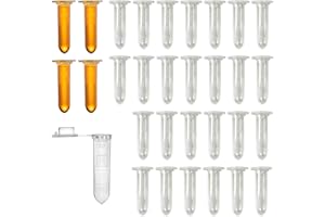 HAXIHA 200 Pièces Tube Microcentrifugeuse,2ML Tube à Centrifuger Récipients à Réaction avec Snap Capuchon,pour l'analyse d'échantillons en Laboratoire Conteneur de Stockage d'Échantillons