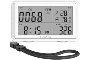 TUGARD Rilevatore Portatile 3 in 1Tuya WiFi per Monossido di Carbonio,Temperature Umidità,Igrometro Digitale Wireless,Termometro,Monitor Temperatura Umidità,Rilevatore Allarme di CO per Casa,Cantina,Nursery